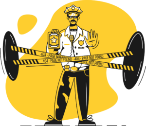 Police officer blocking 404 page not found